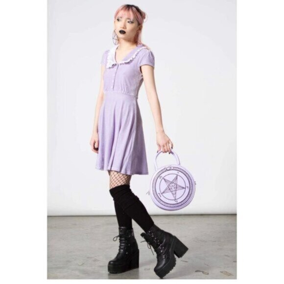KILLSTAR Every Mourning pastel goth mini dress [PASTEL LILAC] - Picture 2 of 8